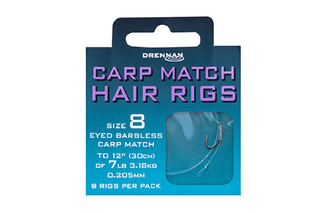 DRENNAN CARP MATCH HAIR RIGS  (BARBLESS)